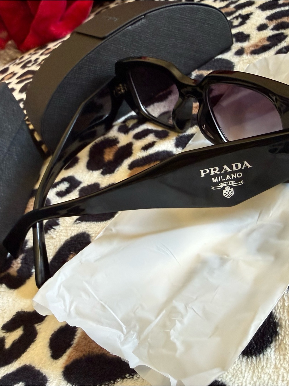 Prada Black Glossy Logo Cat-Eye Sunglasses